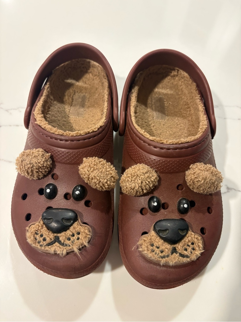 CROCS Kids Bear lined in Deep Brown with Tan Accents